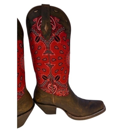 Ariat Red and Brown Heeled Boots - Picture 9 of 9